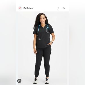 COPY - Fabletics scrub set, black jogger pants  method 2 pocket style